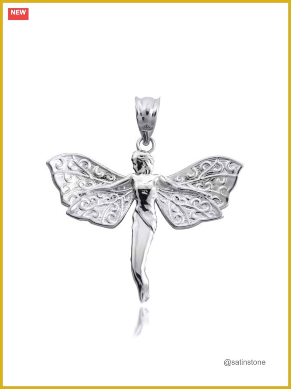 Sterling Silver Fairy Angel Wings Charm Pendant Necklace